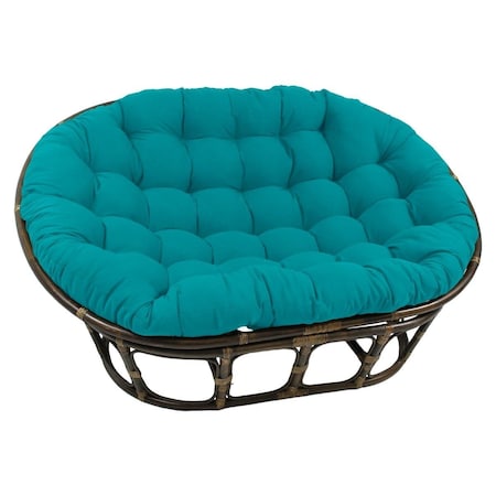 International Caravan 63 x 45 in. Rattan Double Papasan Chair with Twill Cushion, Aqua Blue 3304-TW-AB